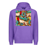 Purple hand and nail polish with turquoise gemstone and leopard seamless patt Premium Hoodie - BundleAndBundleShop