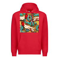 Red hand and nail polish with turquoise gemstone and leopard seamless patt Premium Hoodie - BundleAndBundleShop