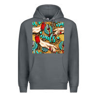 Rock hand and nail polish with turquoise gemstone and leopard seamless patt Premium Hoodie - BundleAndBundleShop
