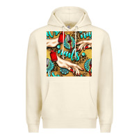 Sandshell hand and nail polish with turquoise gemstone and leopard seamless patt Premium Hoodie - BundleAndBundleShop