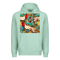 Seafoam hand and nail polish with turquoise gemstone and leopard seamless patt Premium Hoodie - BundleAndBundleShop