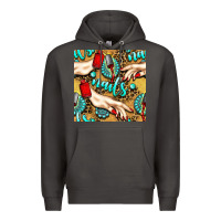 Smoke hand and nail polish with turquoise gemstone and leopard seamless patt Premium Hoodie - BundleAndBundleShop