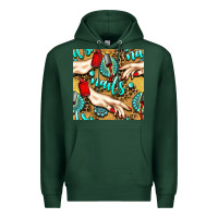 Sports Green hand and nail polish with turquoise gemstone and leopard seamless patt Premium Hoodie - BundleAndBundleShop