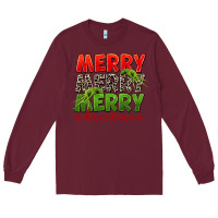 Burgundy Merry christmas Long Sleeve Tee - FaDigitalArtStudio