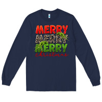 Navy Merry christmas Long Sleeve Tee - FaDigitalArtStudio