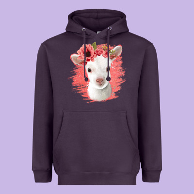 Floral Baby Goat Heavyweight Hoodie Designed By Jasminsmagicworld
