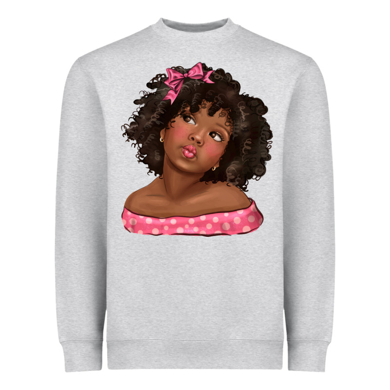 Afro Black Girlchild Kiss With Bow Heavyweight Sweatshirt by texasbilliewilder | Teevron