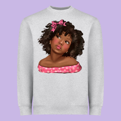 Heavyweight Sweatshirt afro black girlchild kiss with bow