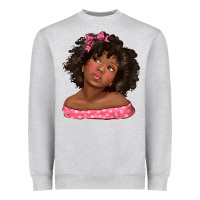 Heather Grey afro black girlchild kiss with bow Heavyweight Sweatshirt - texasbilliewilder