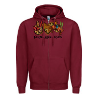 Burgundy peace love rodeo Zipper Hoodie - JahusDesignShop