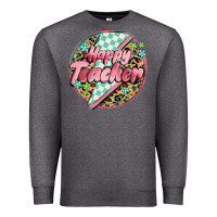 Charcoal Heather happy teacher lighting bolt Premium Sweatshirt - MaliasSmallBusiness