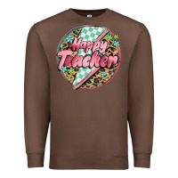 Chestnut happy teacher lighting bolt Premium Sweatshirt - MaliasSmallBusiness