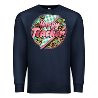 Navy happy teacher lighting bolt Premium Sweatshirt - MaliasSmallBusiness