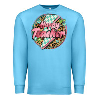 Ocean Blue happy teacher lighting bolt Premium Sweatshirt - MaliasSmallBusiness