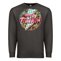 Smoke happy teacher lighting bolt Premium Sweatshirt - MaliasSmallBusiness