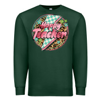 Sports Green happy teacher lighting bolt Premium Sweatshirt - MaliasSmallBusiness