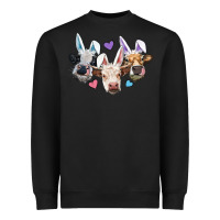 Black Easter Cows With Bunny Ears Heavyweight Sweatshirt - RanaPortraitStore