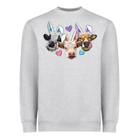 Heather Grey Easter Cows With Bunny Ears Heavyweight Sweatshirt - RanaPortraitStore