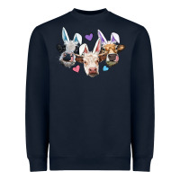 Navy Easter Cows With Bunny Ears Heavyweight Sweatshirt - RanaPortraitStore