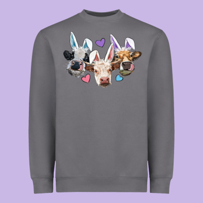 Heavyweight Sweatshirt Easter Cows With Bunny Ears