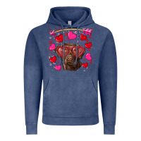 Vintage Denim Valentine's day  labrador retriever Vintage Hoodie - RanaPortraitStore