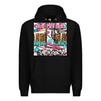 Black leopard and cowhide hair and curling iron with hearts and flowers seam Premium Hoodie - BundleAndBundleShop