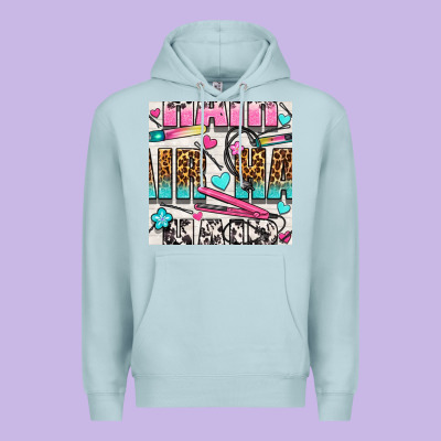 Leopard And Cowhide Hair And Curling Iron With Hearts And Flowers Seam Premium Hoodie Designed By Bundleandbundleshop