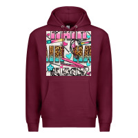Burgundy leopard and cowhide hair and curling iron with hearts and flowers seam Premium Hoodie - BundleAndBundleShop