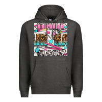 Charcoal Heather leopard and cowhide hair and curling iron with hearts and flowers seam Premium Hoodie - BundleAndBundleShop