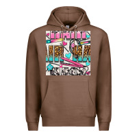 Chestnut leopard and cowhide hair and curling iron with hearts and flowers seam Premium Hoodie - BundleAndBundleShop