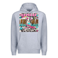 Heather Grey leopard and cowhide hair and curling iron with hearts and flowers seam Premium Hoodie - BundleAndBundleShop