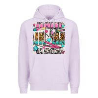 Lilac leopard and cowhide hair and curling iron with hearts and flowers seam Premium Hoodie - BundleAndBundleShop