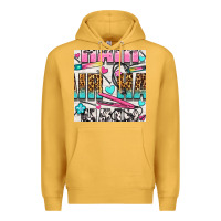 Mustard leopard and cowhide hair and curling iron with hearts and flowers seam Premium Hoodie - BundleAndBundleShop