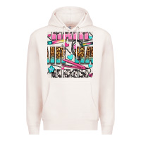 Pale Pink leopard and cowhide hair and curling iron with hearts and flowers seam Premium Hoodie - BundleAndBundleShop