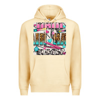 Pina Colada leopard and cowhide hair and curling iron with hearts and flowers seam Premium Hoodie - BundleAndBundleShop