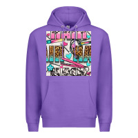 Purple leopard and cowhide hair and curling iron with hearts and flowers seam Premium Hoodie - BundleAndBundleShop