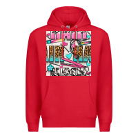 Red leopard and cowhide hair and curling iron with hearts and flowers seam Premium Hoodie - BundleAndBundleShop