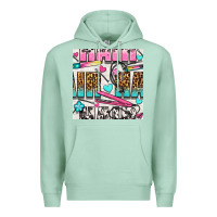 Seafoam leopard and cowhide hair and curling iron with hearts and flowers seam Premium Hoodie - BundleAndBundleShop