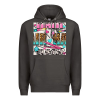 Smoke leopard and cowhide hair and curling iron with hearts and flowers seam Premium Hoodie - BundleAndBundleShop