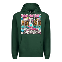Sports Green leopard and cowhide hair and curling iron with hearts and flowers seam Premium Hoodie - BundleAndBundleShop