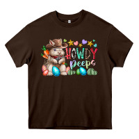 Chocolate Brown howdy peeps Heavy Core Tee - RacoonDesign