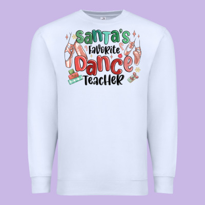 Santa's Favorite Dance Teacher Premium Sweatshirt Designed By Maliassmallbusiness