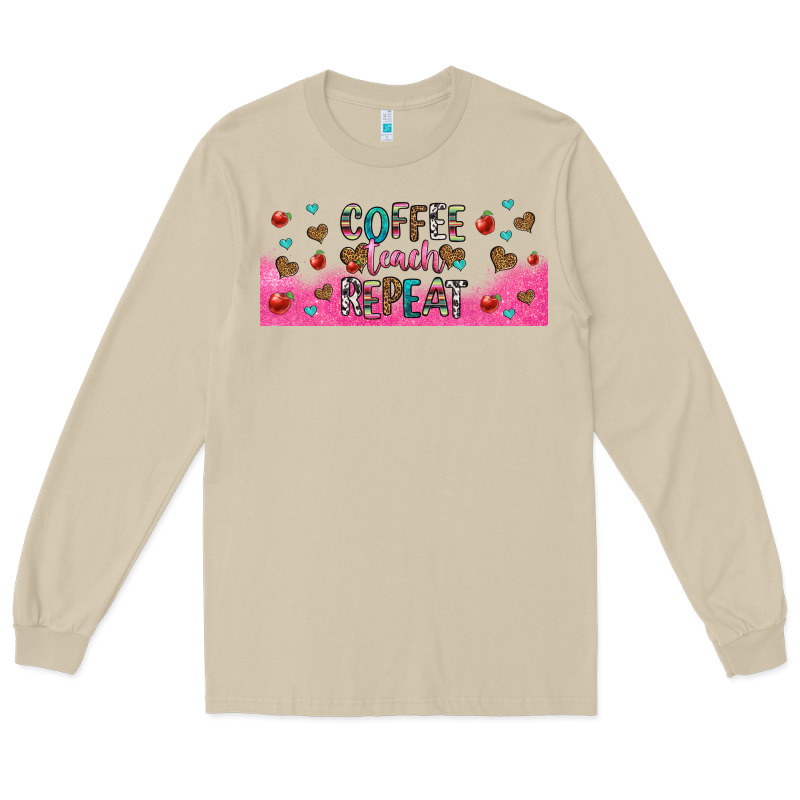 Coffee Teach Repeat Teacher Libbey Glass Long Sleeve Tee by HRA Design Shop | Teevron