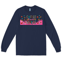 Navy coffee teach repeat teacher libbey glass Long Sleeve Tee - HRA Design Shop