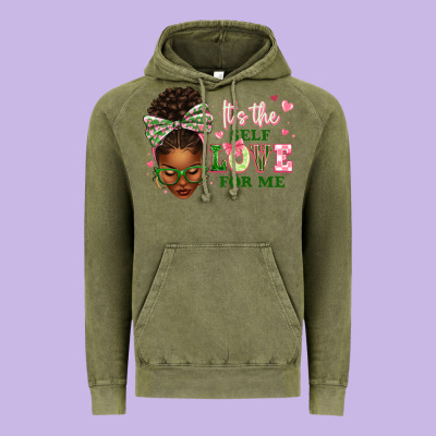 Sorority Colors Its The Self Love For Me Afro Woman2 Vintage Hoodie Designed By Texasbilliewilder