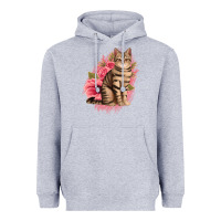Heather Grey floral cat Heavyweight Hoodie - Jasminsmagicworld