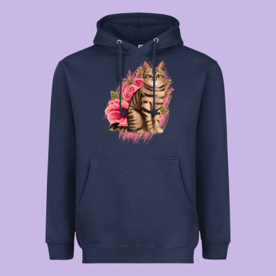 Floral Cat Heavyweight Hoodie Designed By Jasminsmagicworld