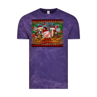 Cloud Purple merry christmas cow pig and horse Vintage Tee - RanaPortraitStore