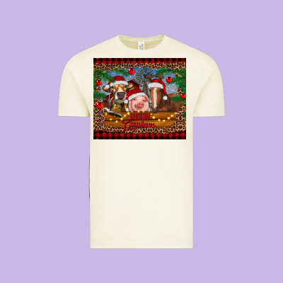 Merry Christmas Cow Pig And Horse Vintage Tee Designed By Ranaportraitstore