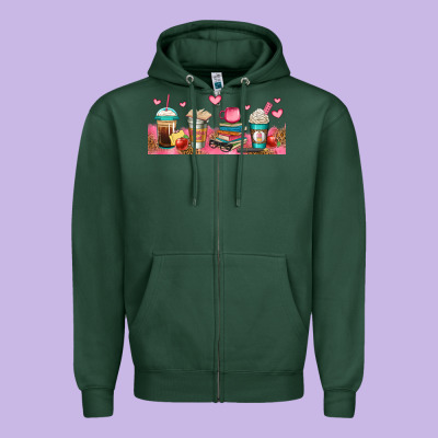 Teacher Fuel Coffee Cups Zipper Hoodie Designed By Jasminsmagicworld